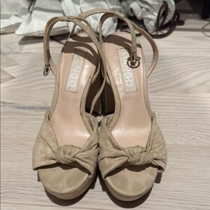 Mango Tan Heeled Sandals with Slingback Strap
